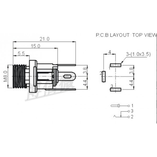 DC Jack plastic 5.5mm - Female - Mount - DC-025