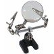 Helping hands with magnifying glass