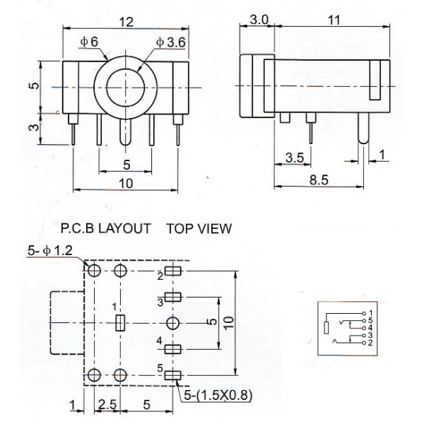 Audio Jack - 3.5mm Female (metal and plastic)