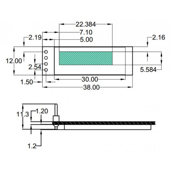 0.91 inch OLED Display 128*32 pixels White - I2C