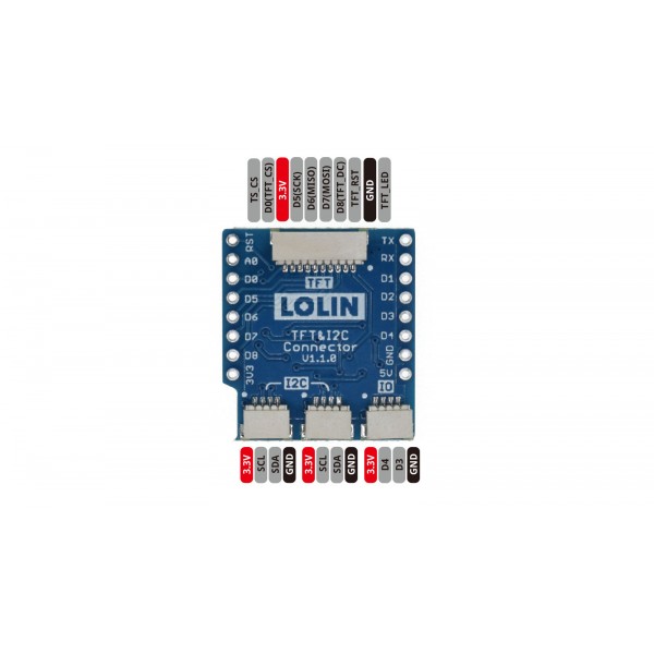 Wemos TFT and I2C Connector Shield for D1 Mini