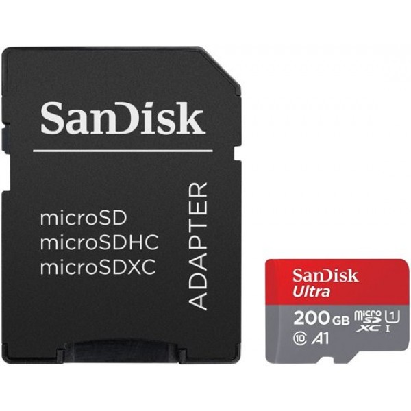 Sandisk Ultra 200GB Class 10 UHS-I A1 microSD card with SD-card adapter