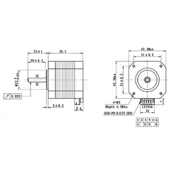 Stappenmotor - 0.4N.m - 1.5A - NEMA17 - JST-PH Compatible Connector