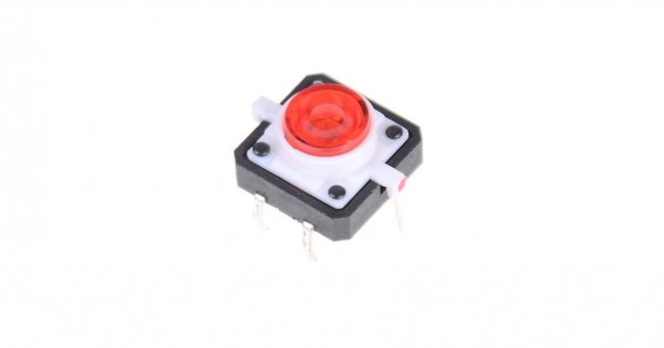 Tactile Pushbutton Switch 4 Pin - With Red LED Lighting - LS12x12RED