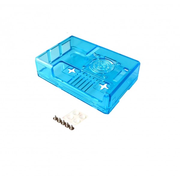 Raspberry Pi 2-3(B) Behuizing - Blauw Transparant - Optie voor Ventilator