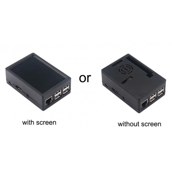 Raspberry Pi 2-3(B) Behuizing - Zwart - Optie voor 3.5 inch Display