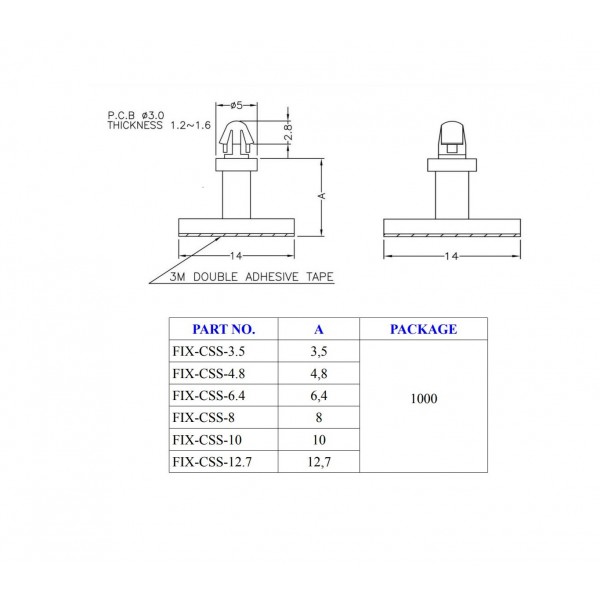 Plastic Self-adhesive Spacer M3 - 3.5mm Spacer