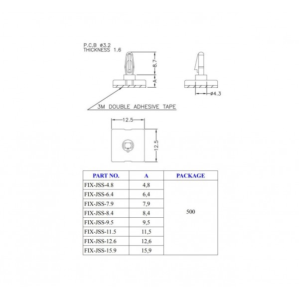 Plastic Self-adhesive Spacer M3 - M3.5 - 8.4mm Spacer