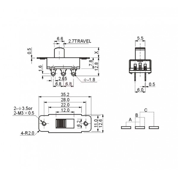 Built-in Flip Switch ON-OFF-ON - SS23F19