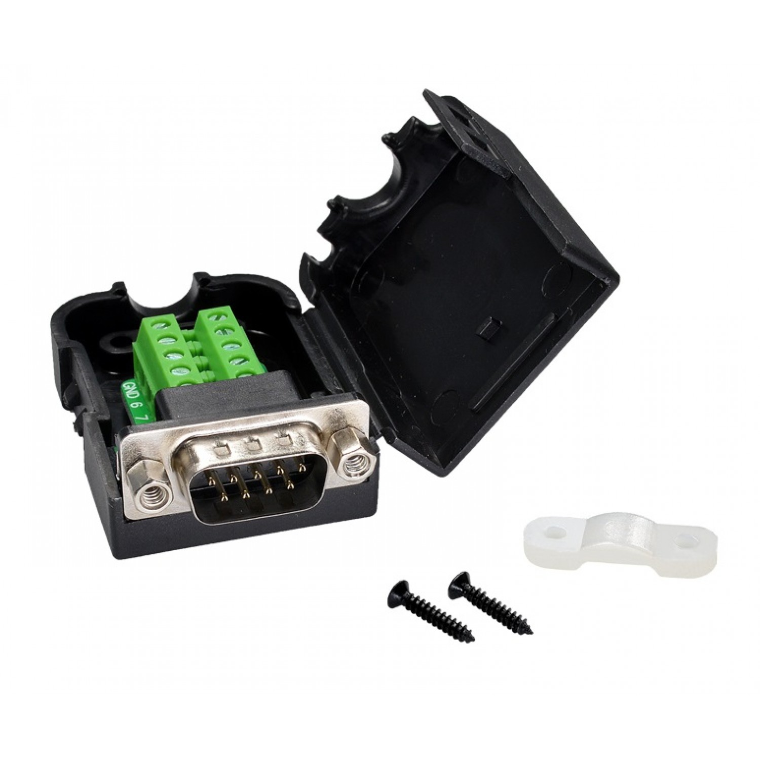 DB9 RS232 Connector Breakout Board with Enclosure - Male ...