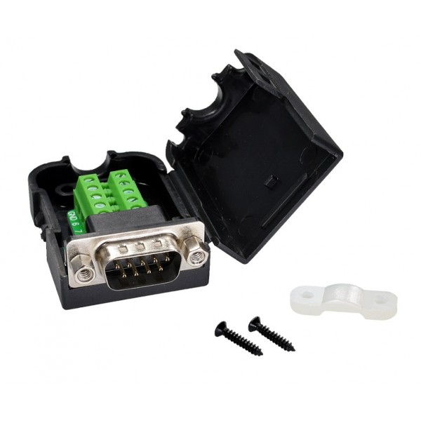 DB9 RS232 Connector Breakout Board met Behuizing - Male
