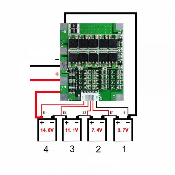 Li-ion/Li-Po Protection circuit (BMS) - 4S - with Balancing