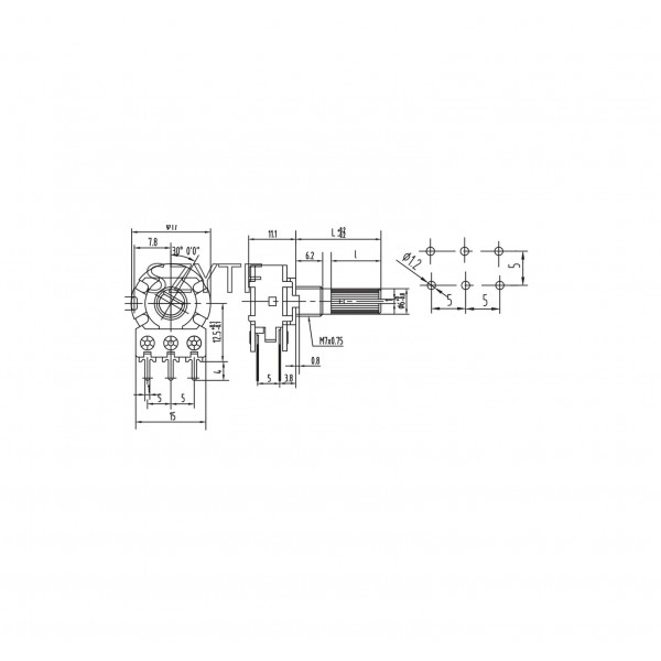 10kΩ Standard Potentiometer - 2 Channels - Linear - 15mm