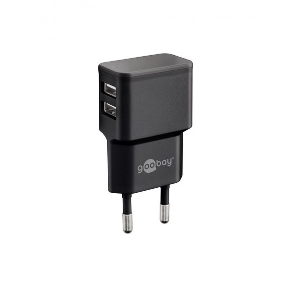Goobay 44951 Dual USB Power Supply - 5V 2.4A - Black