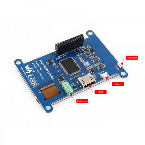 Waveshare 4 inch HDMI IPS-TFT-LCD (H) Display 800*480 pixels met Touchscreen - Raspberry Pi Compatible