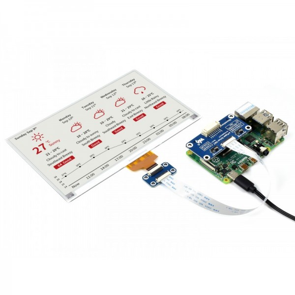 Écran E-Paper Waveshare 7.5" - 800x480 Pour Raspberry Pi, ESPHome, Faible Consommation