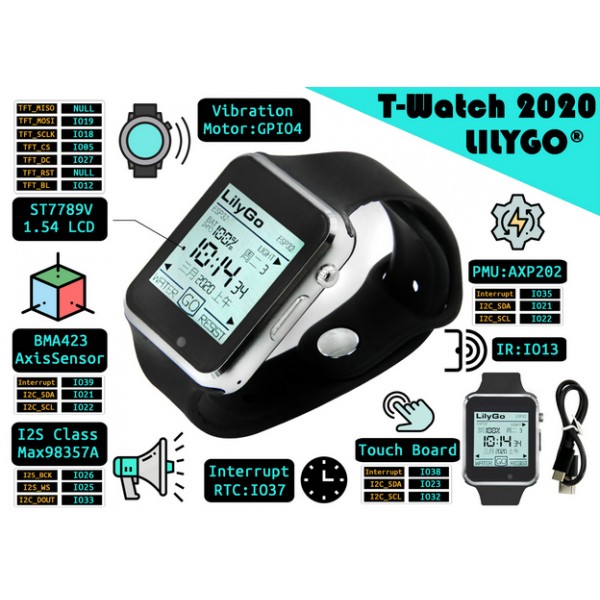 LilyGO TTGO T-Watch-2020 - ESP32 - Wit