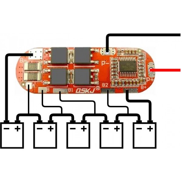 QSKJ Li-ion/Li-Po Protection Circuit (BMS) - 5S