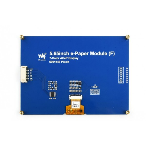 Waveshare 5.65 inch SPI E-Ink E-Paper Display (F) - ACeP 7 Colors