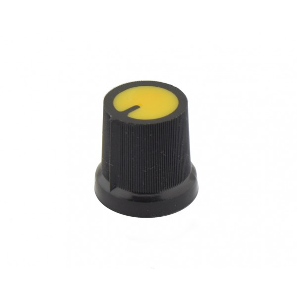 Potentiometer Knob Black-Yellow Flat