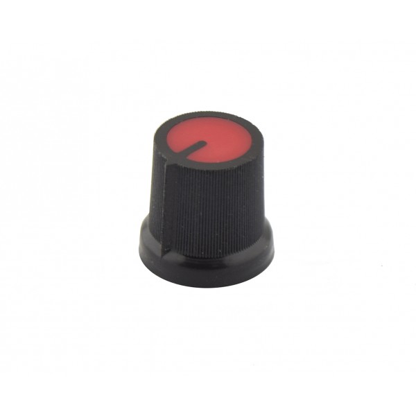 Potmeterknop Zwart-Rood Plat