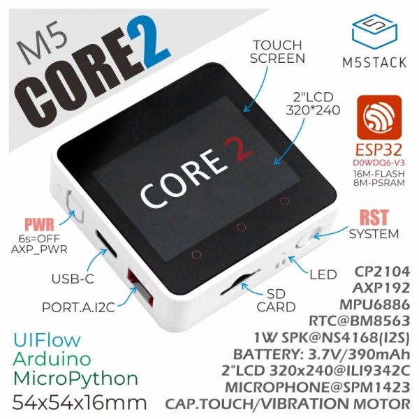 M5Stack M5Core2 IoT ESP32 Development Kit