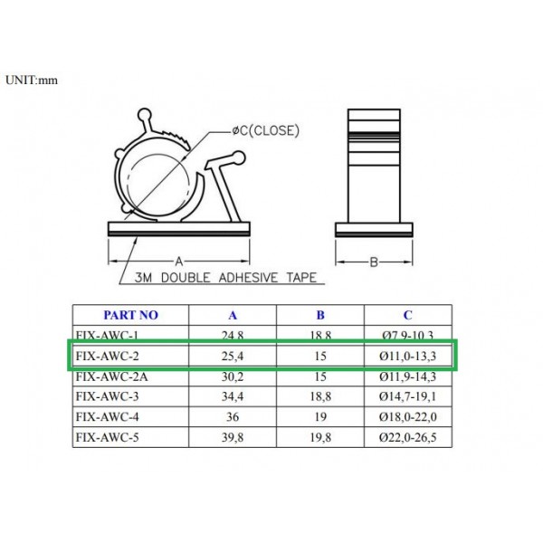 Zelfklevende Kabelclip - Rond - 11-13.3mm
