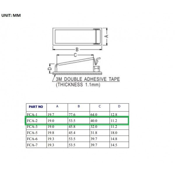 Self-adhesive Cable Clip - Rectangular - 40x11.2mm