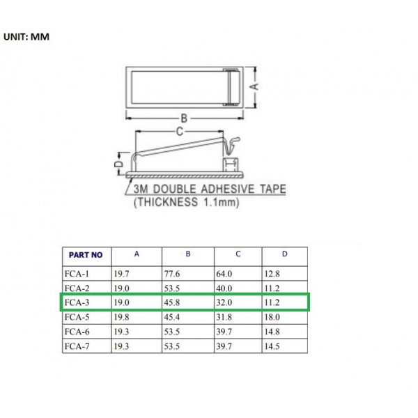 Self-adhesive Cable Clip - Rectangular - 32x11.2mm