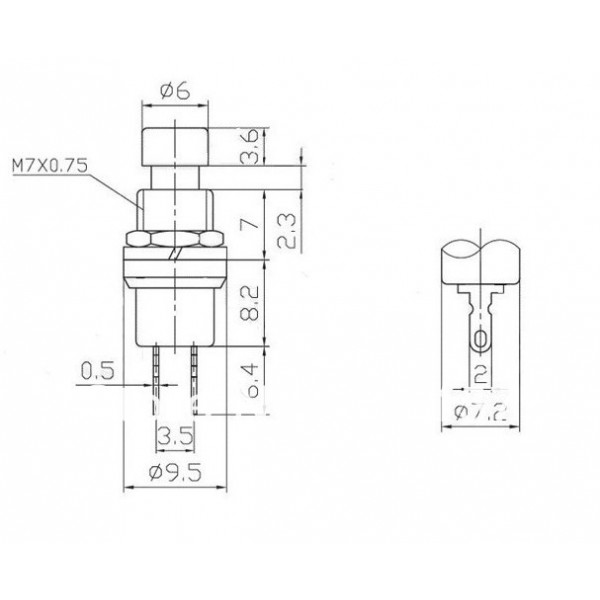 Black Button 7mm - Reset