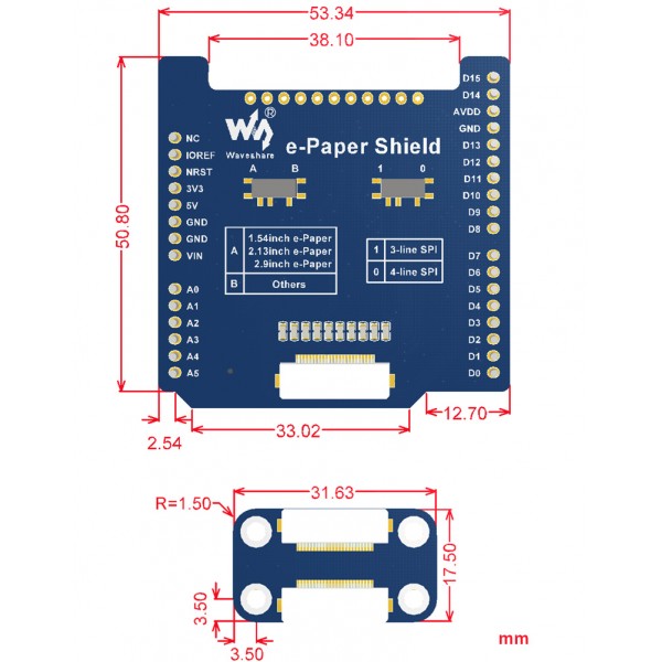 Waveshare e-Paper Driver Shield voor Arduino