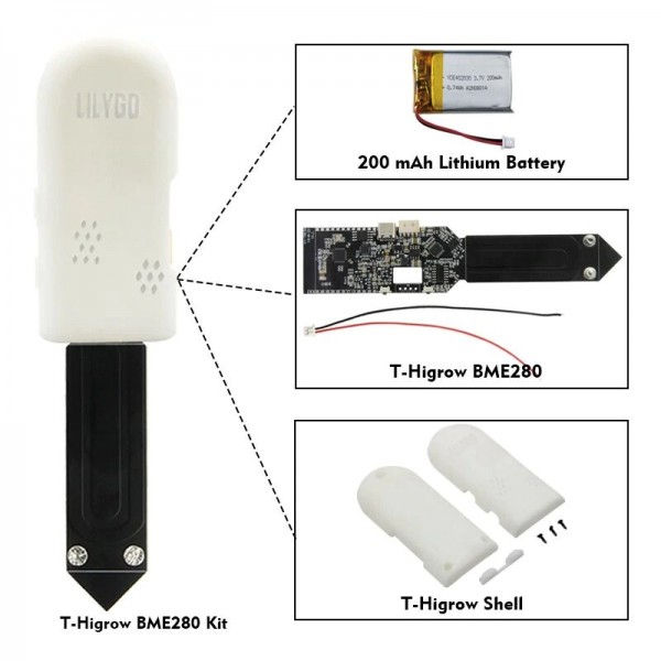 LilyGO TTGO T-Higrow ESP32 - BME280 Sensor - met Behuizing en Batterij