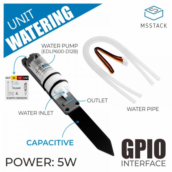 M5Stack Watering Unit - Soil Moisture Sensor and Water Pump