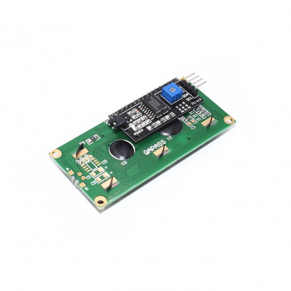 LCD Display 16*2 karakters met zwarte tekst en groen-gele backlight - Met I2C Backpack