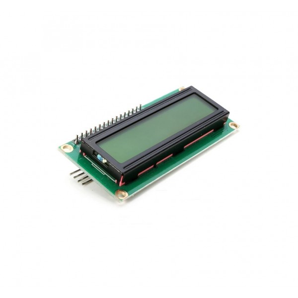 LCD Display 16*2 karakters met zwarte tekst en groen-gele backlight - Met I2C Backpack