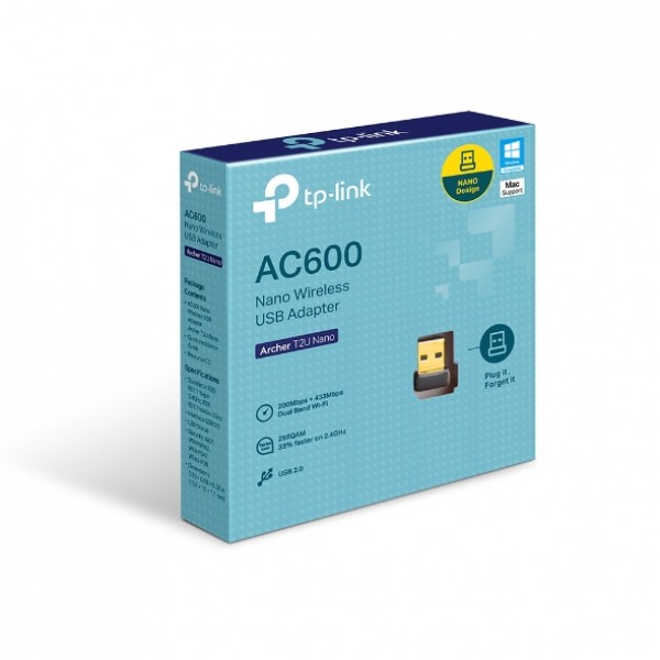 TP-Link AC600 Archer T2U Nano - Draadloze Dual-Band USB-Adapter