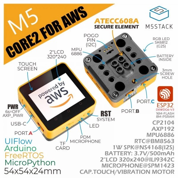 M5Stack M5Core2 AWS IoT ESP32 Development Kit