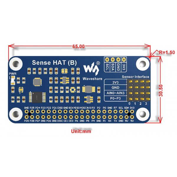 Waveshare Sense HAT (B) voor Raspberry Pi