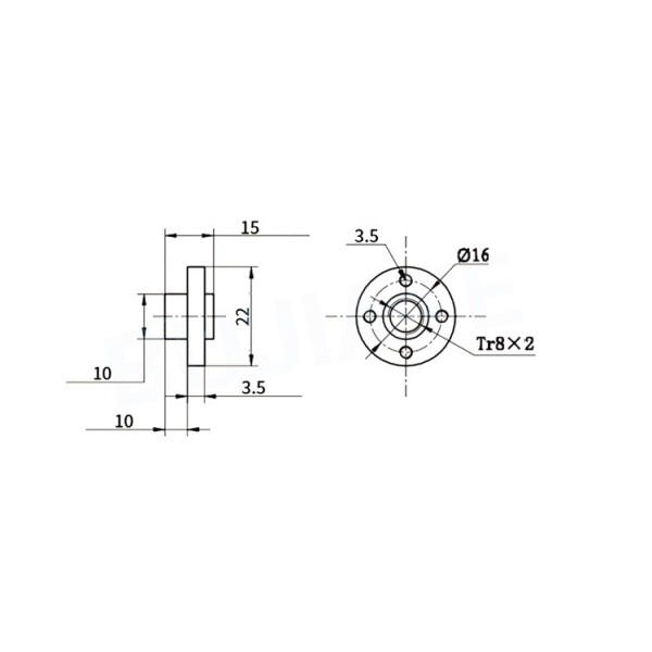 TR8x2 - Schroefdraad Moer