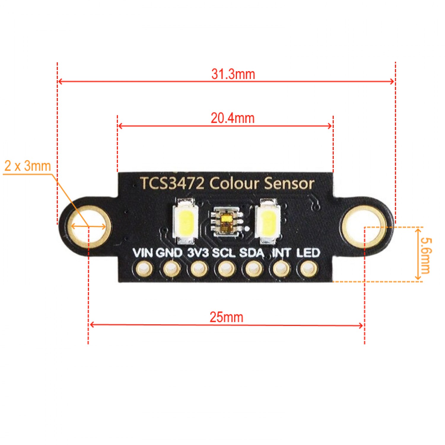 TCS34725 Color Recognition Sensor Module - TCS34725MOD-RECT
