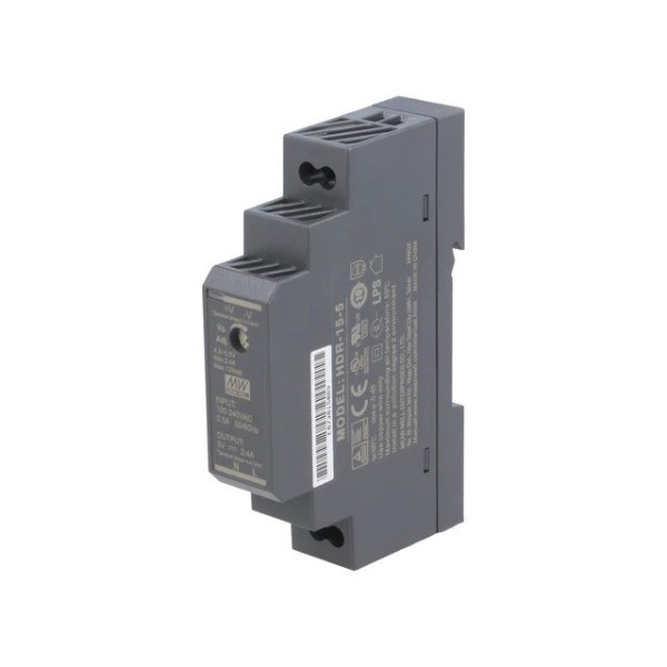 Mean Well HDR-15-5 - DIN Rail Power Supply - 5V 2.4A