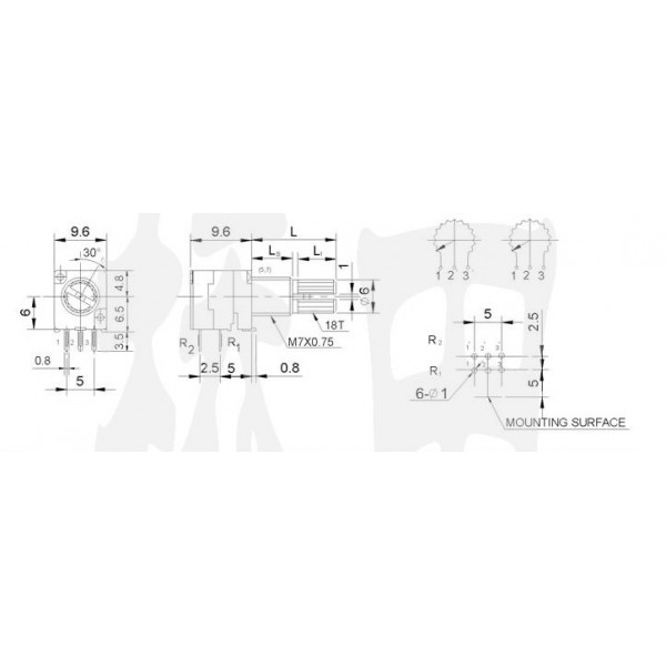 50kΩ Audio Potentiometer - 2 Channels - Logarithmic