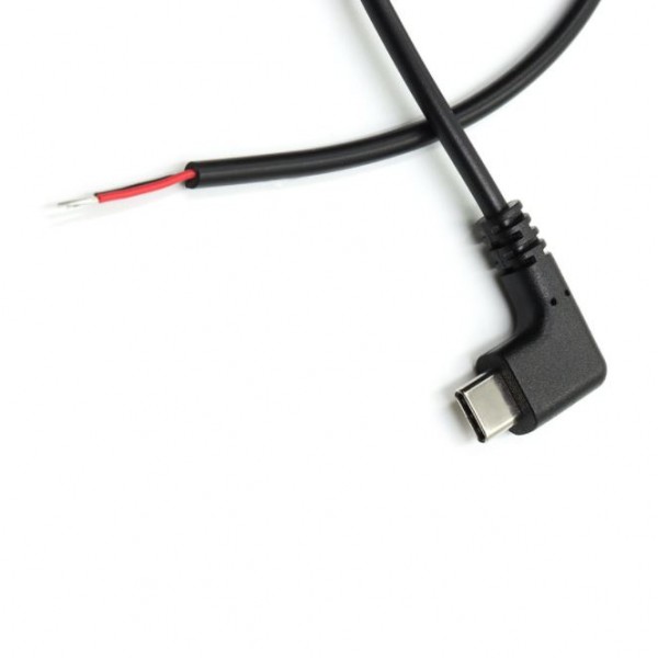 USB-C Power Cable with Loose Wires and Angle - 30cm