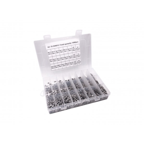 Bout Moer en Sluitring Set - M2-M3-M4 - inclusief 3 Inbussleutels - 1080 stuks