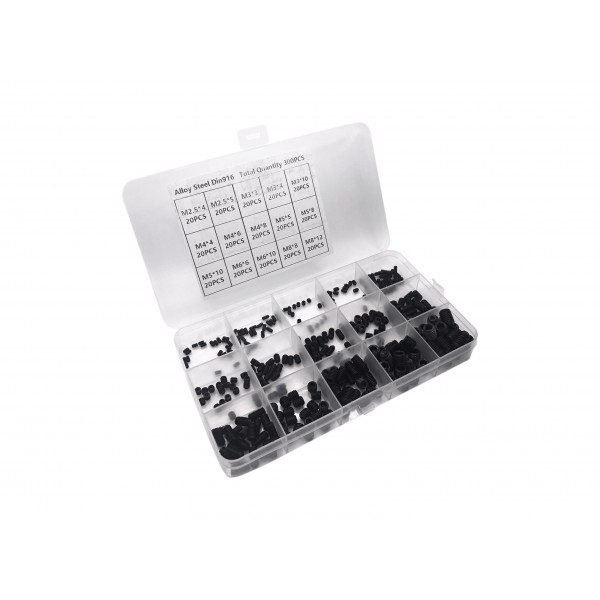 Set Screw Set - M2.5-M3-M4-M5-M6-M8 - including 6 Allen Keys - 300 pieces