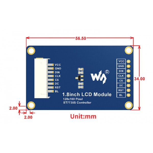 Waveshare 1.8 inch TFT-LCD Display - 128*160 Pixels - SPI