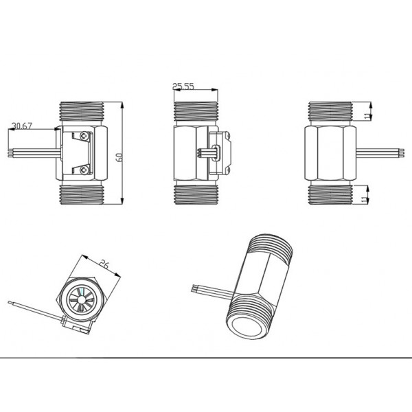 YF-B6 Water Flow Sensor - Messing - G3/4