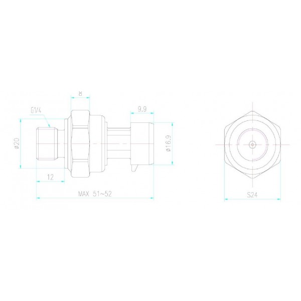 HK1100C Water Pressure Sensor - 0-12bar - G1/4