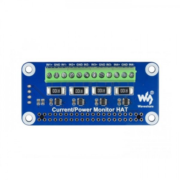 Waveshare Stroom Spanning en Vermogen Monitor HAT - 4 Kanalen - voor Raspberry Pi