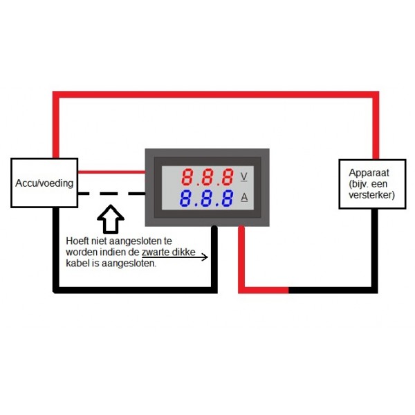 Stroom- en Spanningsmeter met segmenten display - 7-100VDC 10ADC